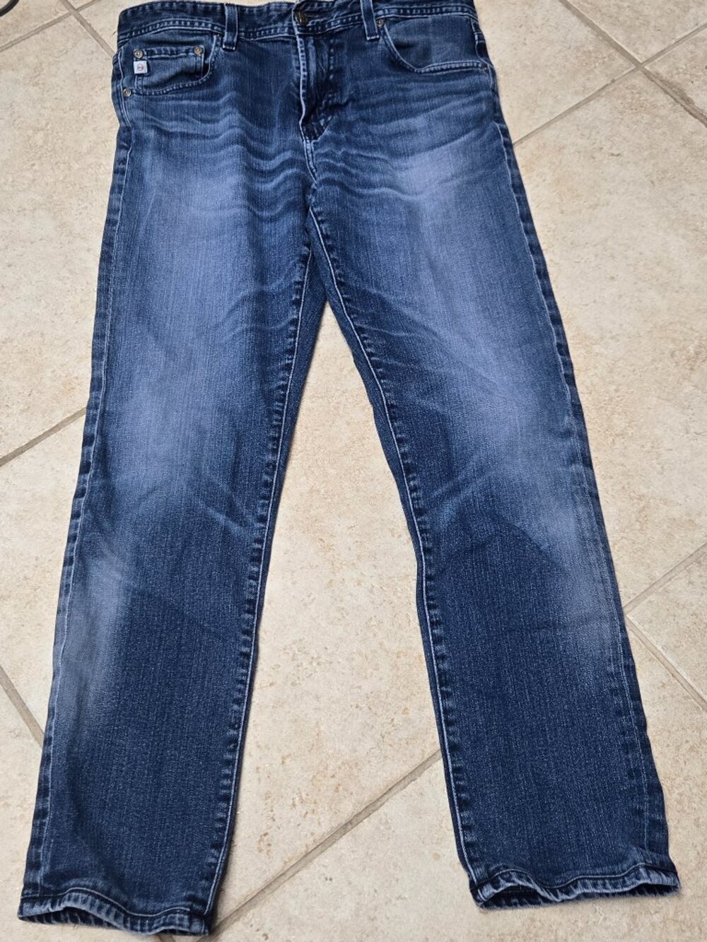 AG Adriano Goldschmied Men's Blue Jeans Sz 32 (Measures 33x30) Distressed